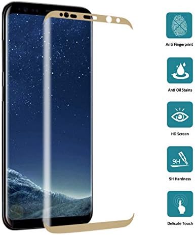 YSH Cep Telefonu Aksesuarları için Galaxy S8 / G950 0.3 mm 9 H Yüzey Sertlik 3D Kavisli Serigrafi Tam Ekran Temperli Cam Ekran